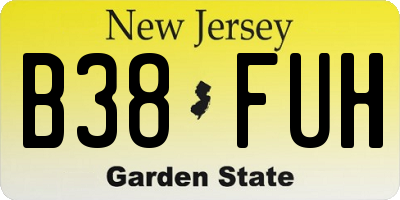 NJ license plate B38FUH