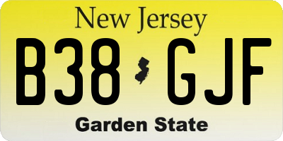 NJ license plate B38GJF
