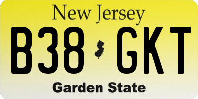 NJ license plate B38GKT