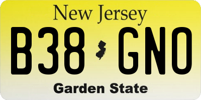 NJ license plate B38GNO