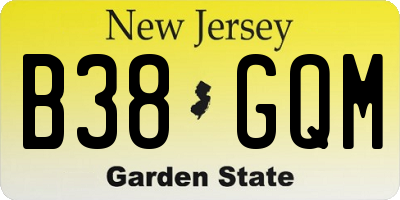 NJ license plate B38GQM