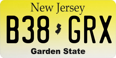 NJ license plate B38GRX