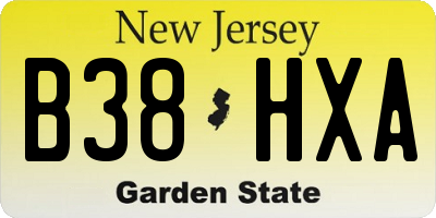 NJ license plate B38HXA