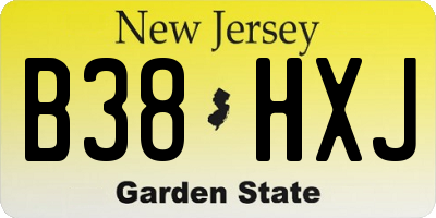 NJ license plate B38HXJ