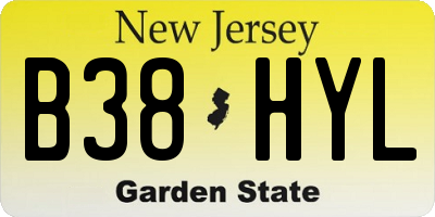 NJ license plate B38HYL