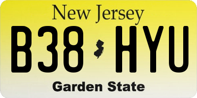 NJ license plate B38HYU