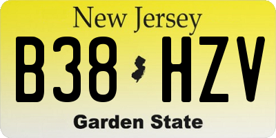 NJ license plate B38HZV