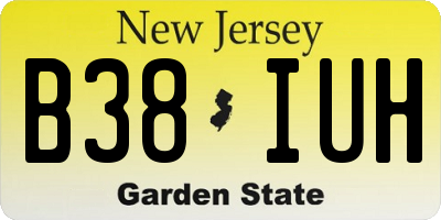 NJ license plate B38IUH