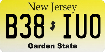 NJ license plate B38IUO
