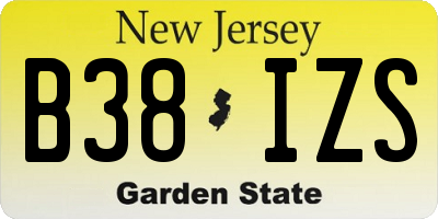 NJ license plate B38IZS
