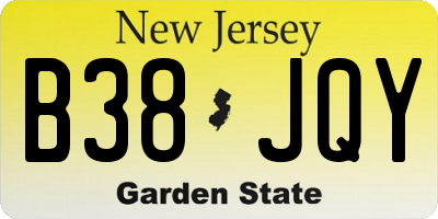 NJ license plate B38JQY