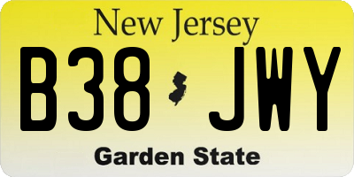 NJ license plate B38JWY