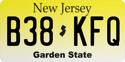 NJ license plate B38KFQ