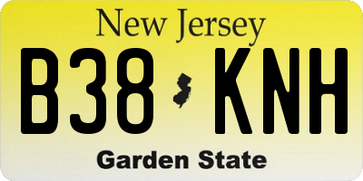 NJ license plate B38KNH