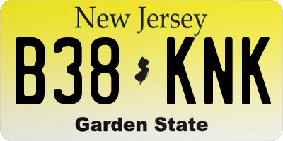 NJ license plate B38KNK