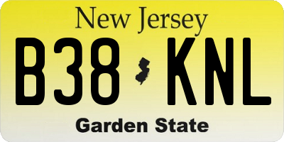NJ license plate B38KNL