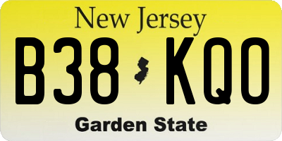 NJ license plate B38KQO