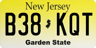 NJ license plate B38KQT