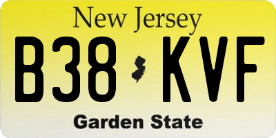 NJ license plate B38KVF