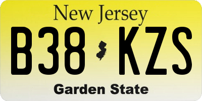 NJ license plate B38KZS