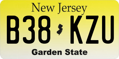 NJ license plate B38KZU