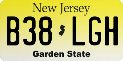 NJ license plate B38LGH