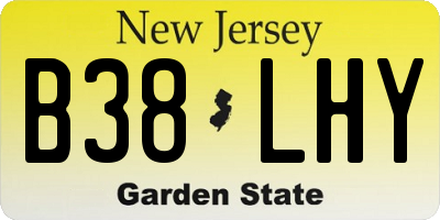 NJ license plate B38LHY