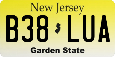 NJ license plate B38LUA