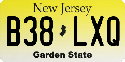 NJ license plate B38LXQ
