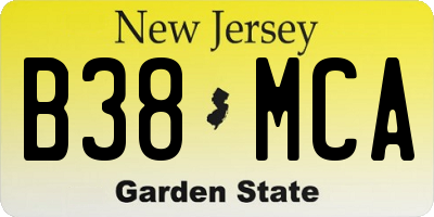 NJ license plate B38MCA