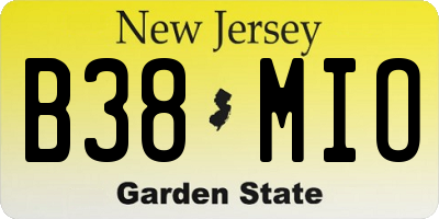 NJ license plate B38MIO