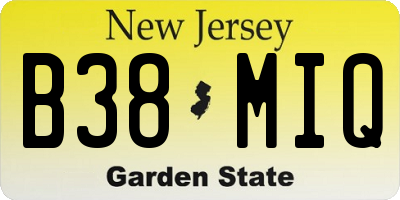 NJ license plate B38MIQ