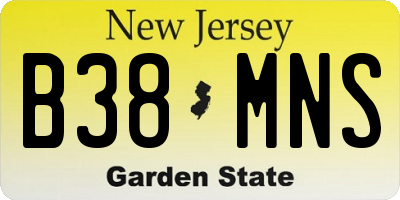 NJ license plate B38MNS