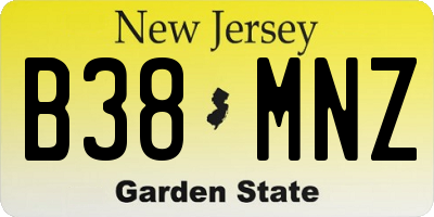 NJ license plate B38MNZ