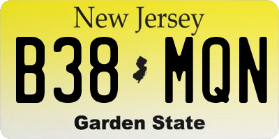NJ license plate B38MQN
