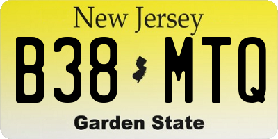 NJ license plate B38MTQ