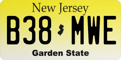 NJ license plate B38MWE