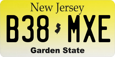 NJ license plate B38MXE
