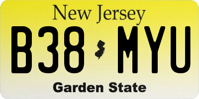 NJ license plate B38MYU