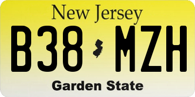 NJ license plate B38MZH
