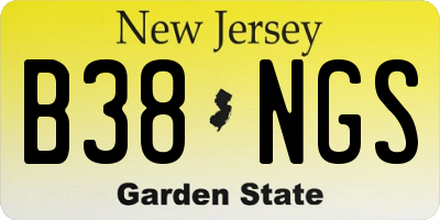 NJ license plate B38NGS