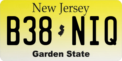 NJ license plate B38NIQ