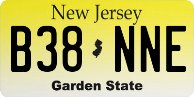 NJ license plate B38NNE