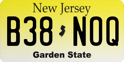 NJ license plate B38NOQ