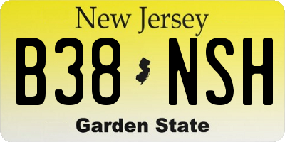 NJ license plate B38NSH