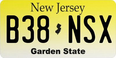 NJ license plate B38NSX