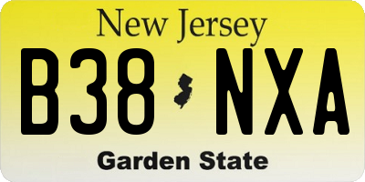 NJ license plate B38NXA