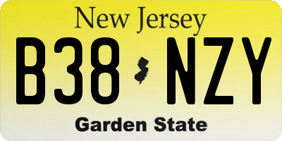 NJ license plate B38NZY