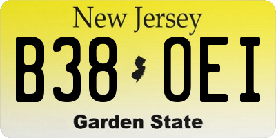 NJ license plate B38OEI