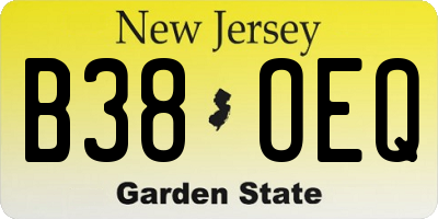 NJ license plate B38OEQ